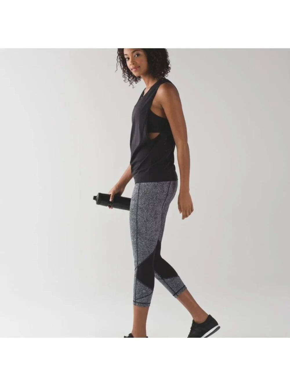 Lululemon Pace Rival Crop Line Up White Black / Black